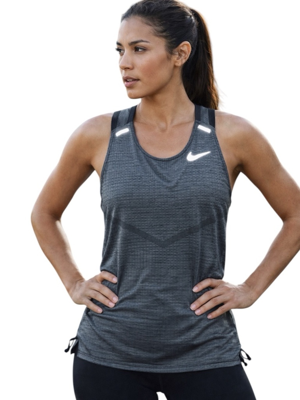 Nike DriFit Running Tank Top Women’s L Logo Sports Workout Training Athletic